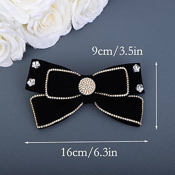 Amazon.com : Jumwrit Black Velvet Hair Bow for Women Nonslip